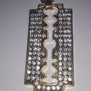 Italian gold razor blade necklace